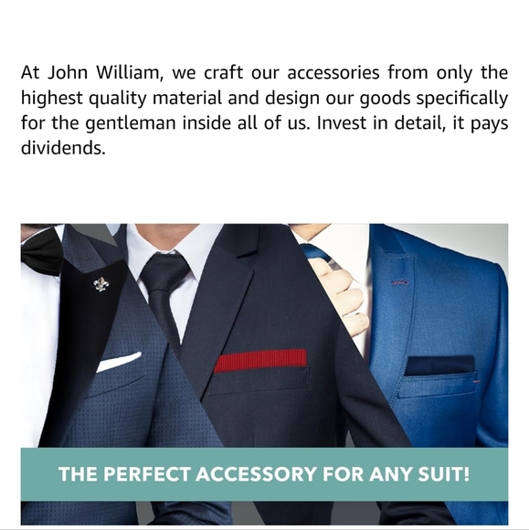 John William Silk  Woven Mens Pocket Square for Men Wedding and Tuxedo Burgundy - Picture 3 of 5